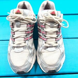 Adidas Women's Cream, Grey and Pink Sneakers